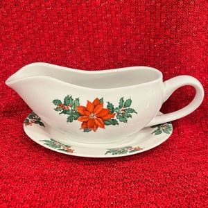 Poinsettia Gravy Boat and Saucer